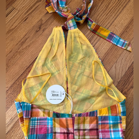 NWT SIZE 4 NWT BIRKENSTOCK + KAI PATCHWORK PLAID COTTON HALTER TOP - Picture 5 of 6